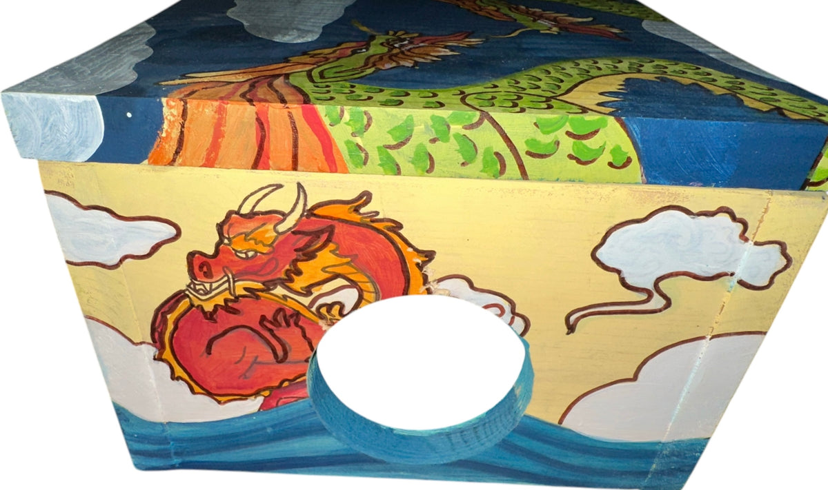 Custom hand painted gorgeous!! One of a kind, art work. Enter the Dragon, small animal sleeping, hide house. NEW!