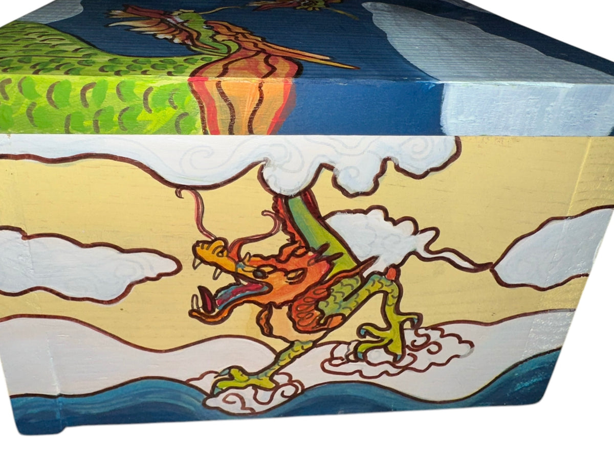 Custom hand painted gorgeous!! One of a kind, art work. Enter the Dragon, small animal sleeping, hide house. NEW!