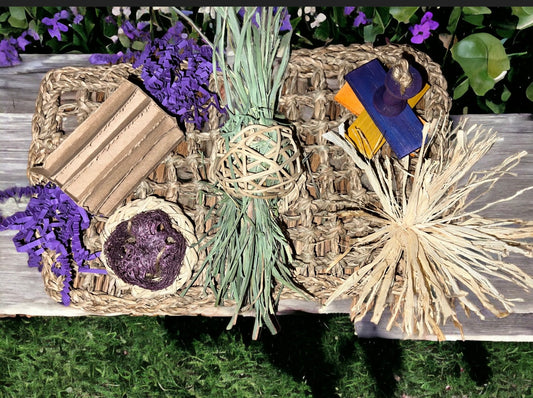 Small Pet Sea Grass Forage Activity Mat All Natural Chew Toy | Bunny Rabbits, Chinchillas, Guinea Pigs, Rats Small Animals