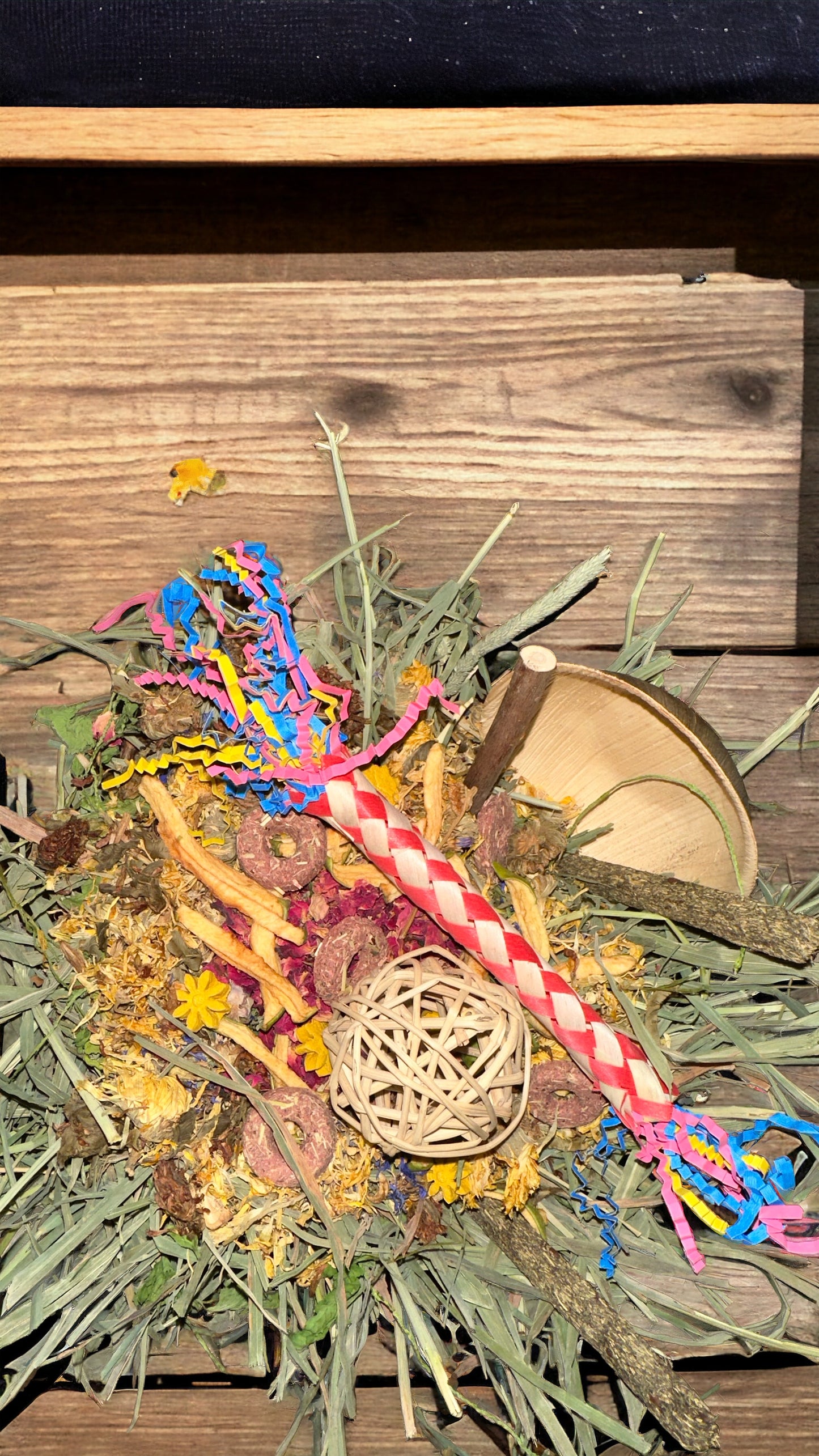ALL IN ONE LOADED FUN Forage, Treat & Chew Toy Willow Basket